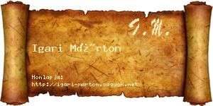 Igari Márton névjegykártya